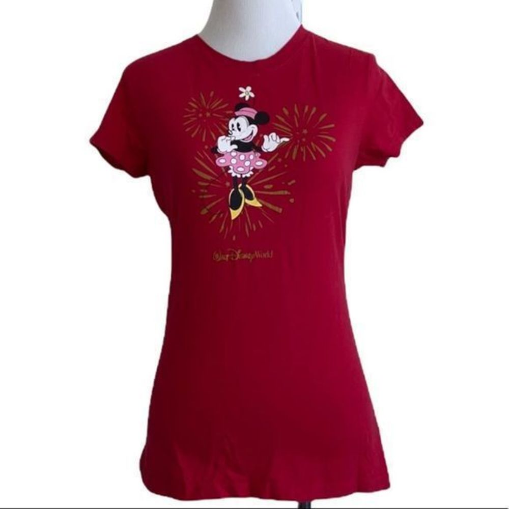 5/$30 🎈 Disney parks small Minnie mouse‎ fireworks red tee